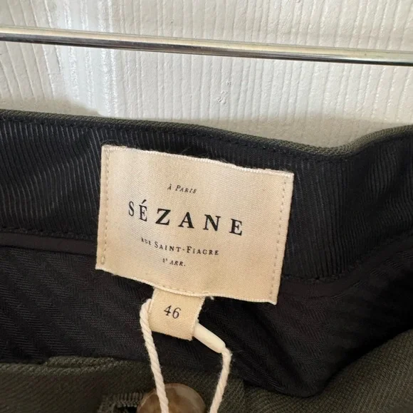 Sezane Women's NWT Cesar Olive Wide Leg trousers - Picture 4 of 8